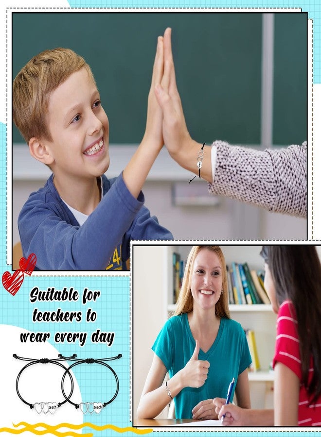 Highergo 12 Pcs Teacher Bracelets Bulk Teacher Appreciation Gifts for Women Men Blessing Card Adjustable Bracelets Teaching Wish Bangles for Thank You Appreciation Idea Gifts Graduation Birthday - Image 4